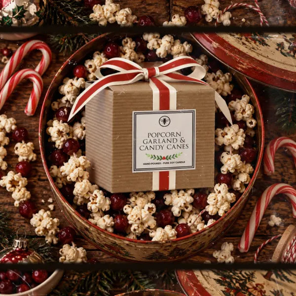 Popcorn Garland & Candy Canes Candle