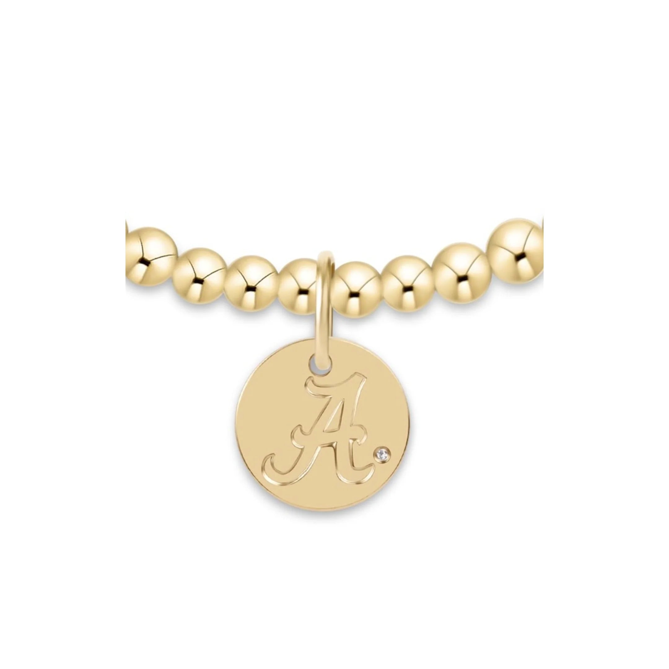 Ecollegiate Classic Gold 3mm Bracelet - Alabama Disc