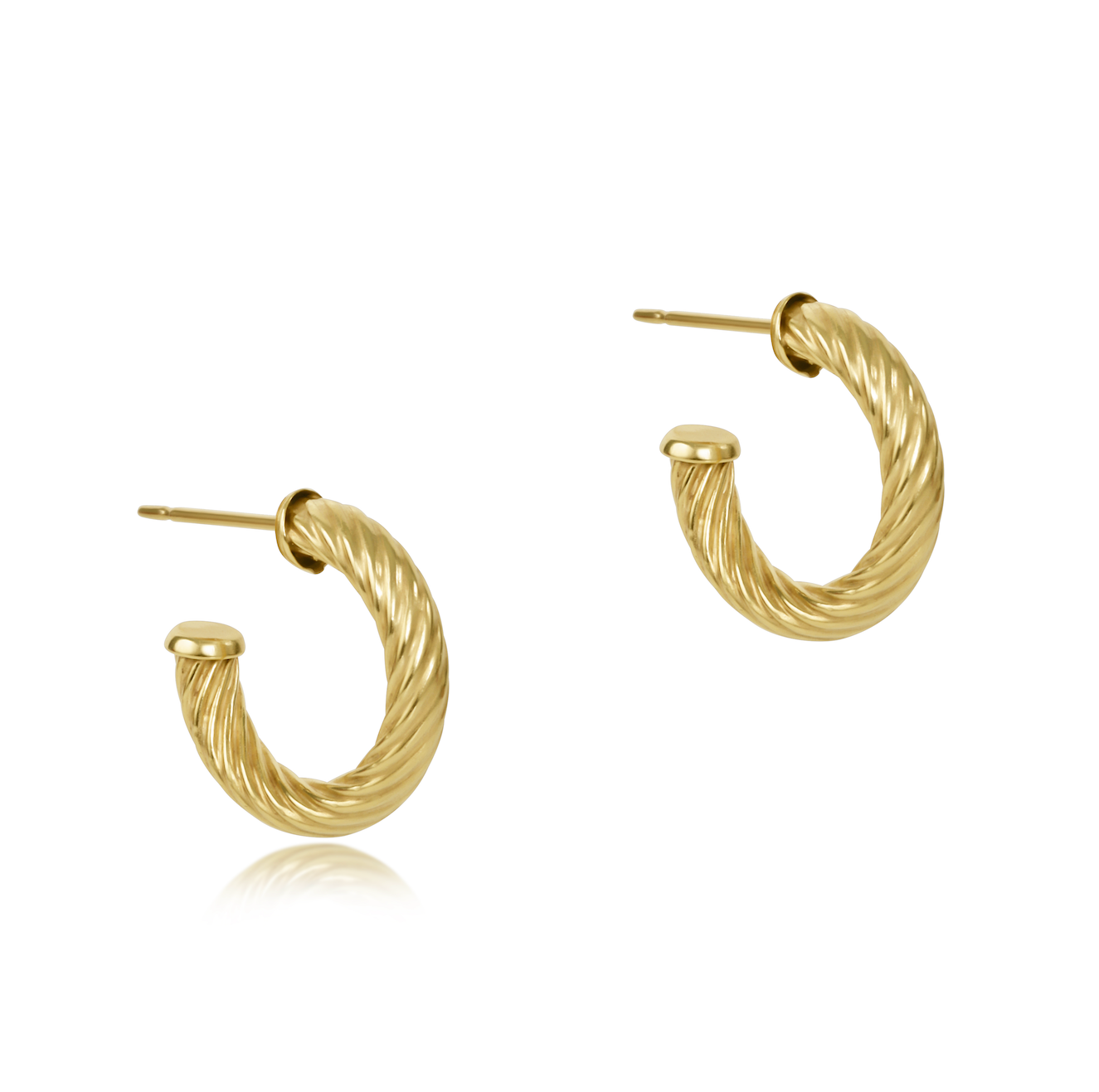 Enewton Round Gold 0.5" Post Hoop - 4mm Textured Twist