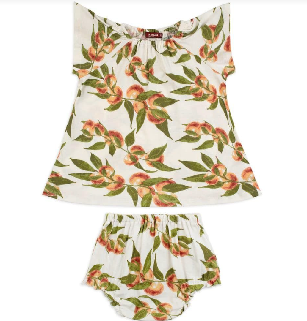 Peaches Organic Cotton Dress and Bloomer Set 6-12 Months