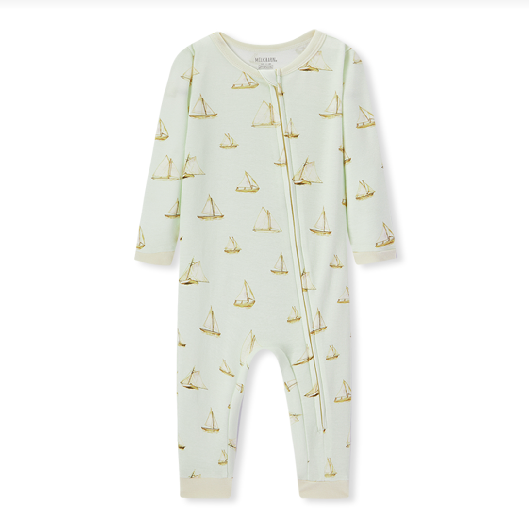 Organic Cotton Zipper Pajama Sailboat Melody