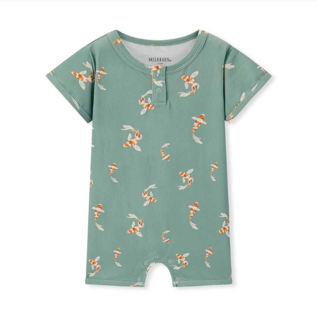 Cotton Stretch Shortall Swimming Koi