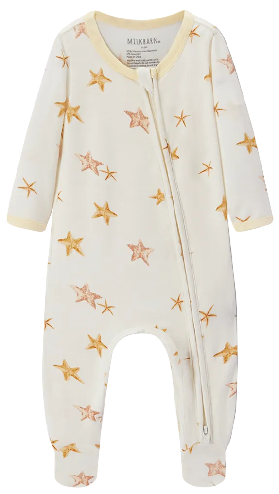 Luxe Stretch Zipper Footed Romper Starfish Dreams 3-6 Months