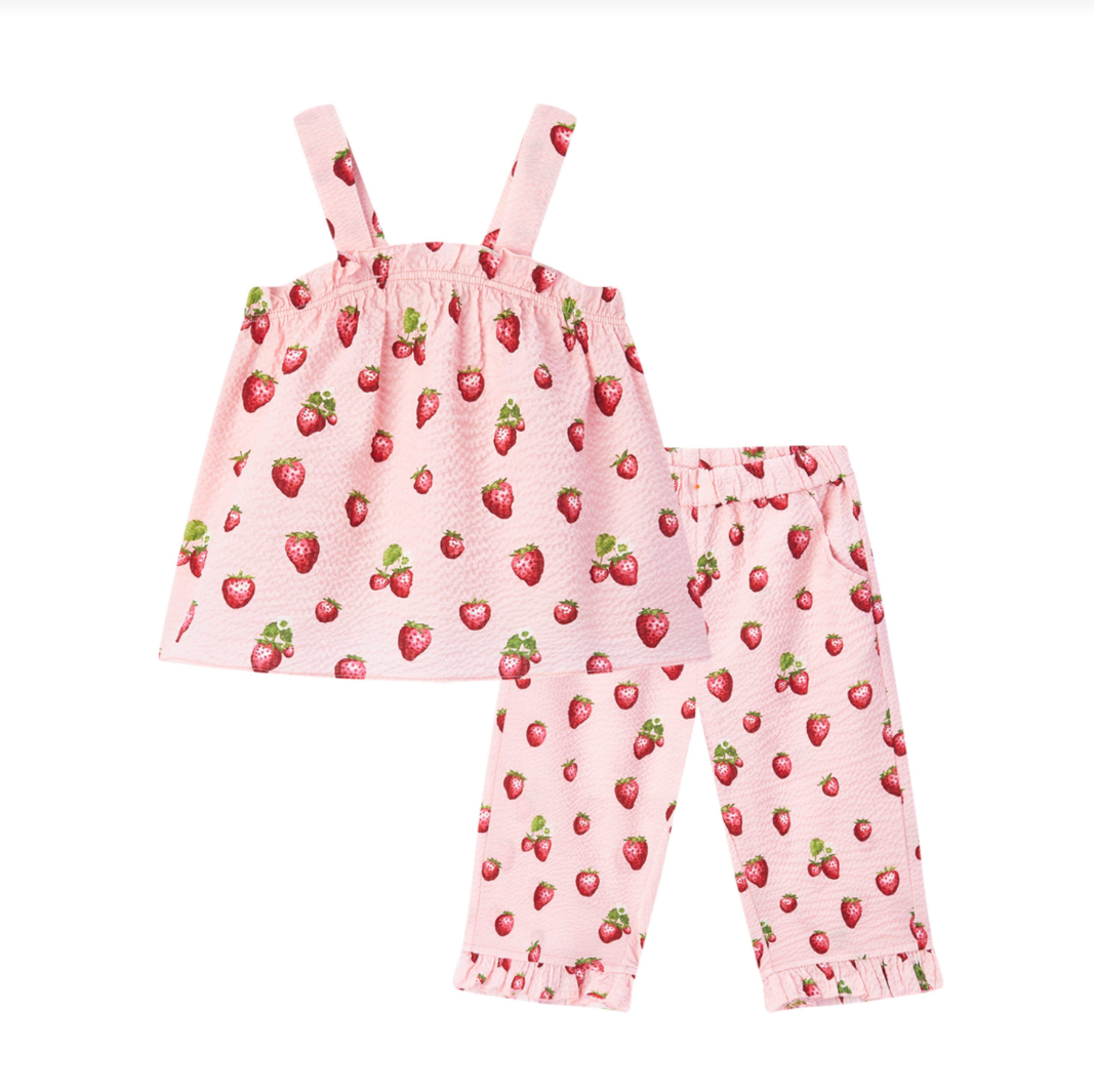 Ruffle Tank And Pant Set Strawberry