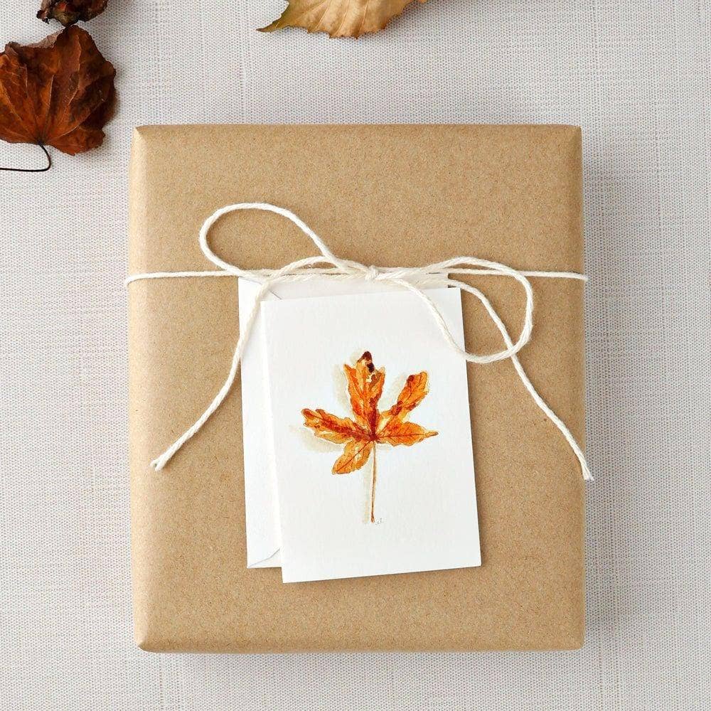 Maple leaf autumn mini enclosure notecard