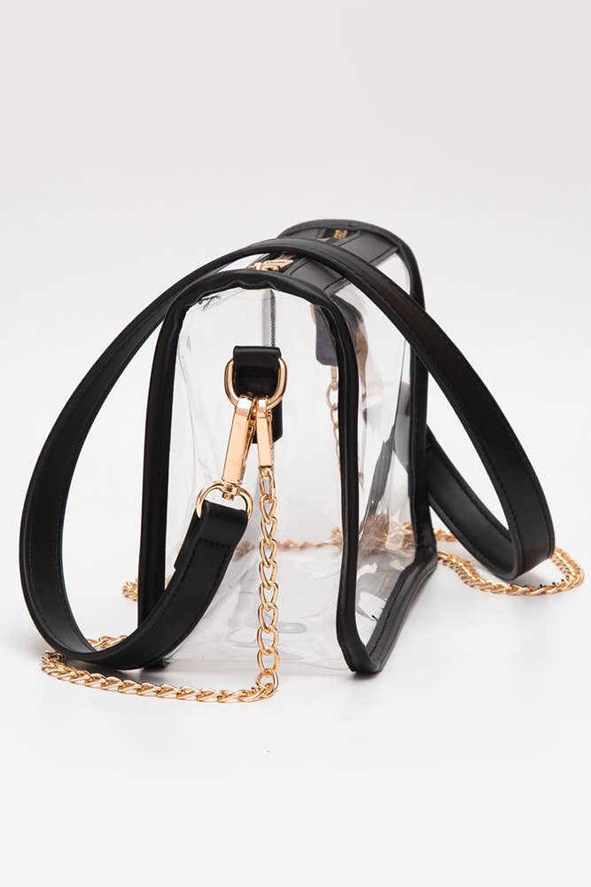Clear Rectangle Stadium Concert Crossbody Bag: Red