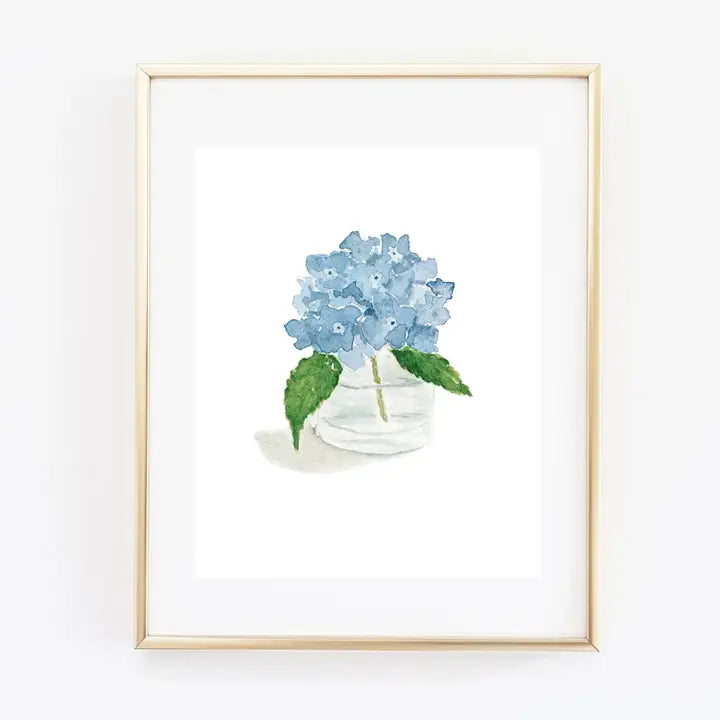 Hydrangea Flower Watercolor Wall Art Print by Emily Lex