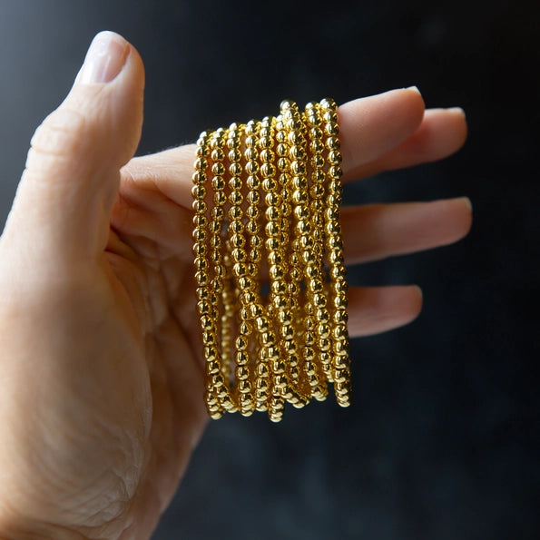 Gold Beaded Bracelets-3mm