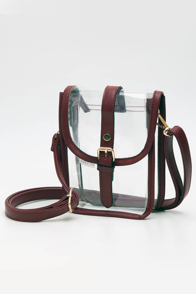 Clear Cross Body Stadium Concert Transparent Handbag: Red