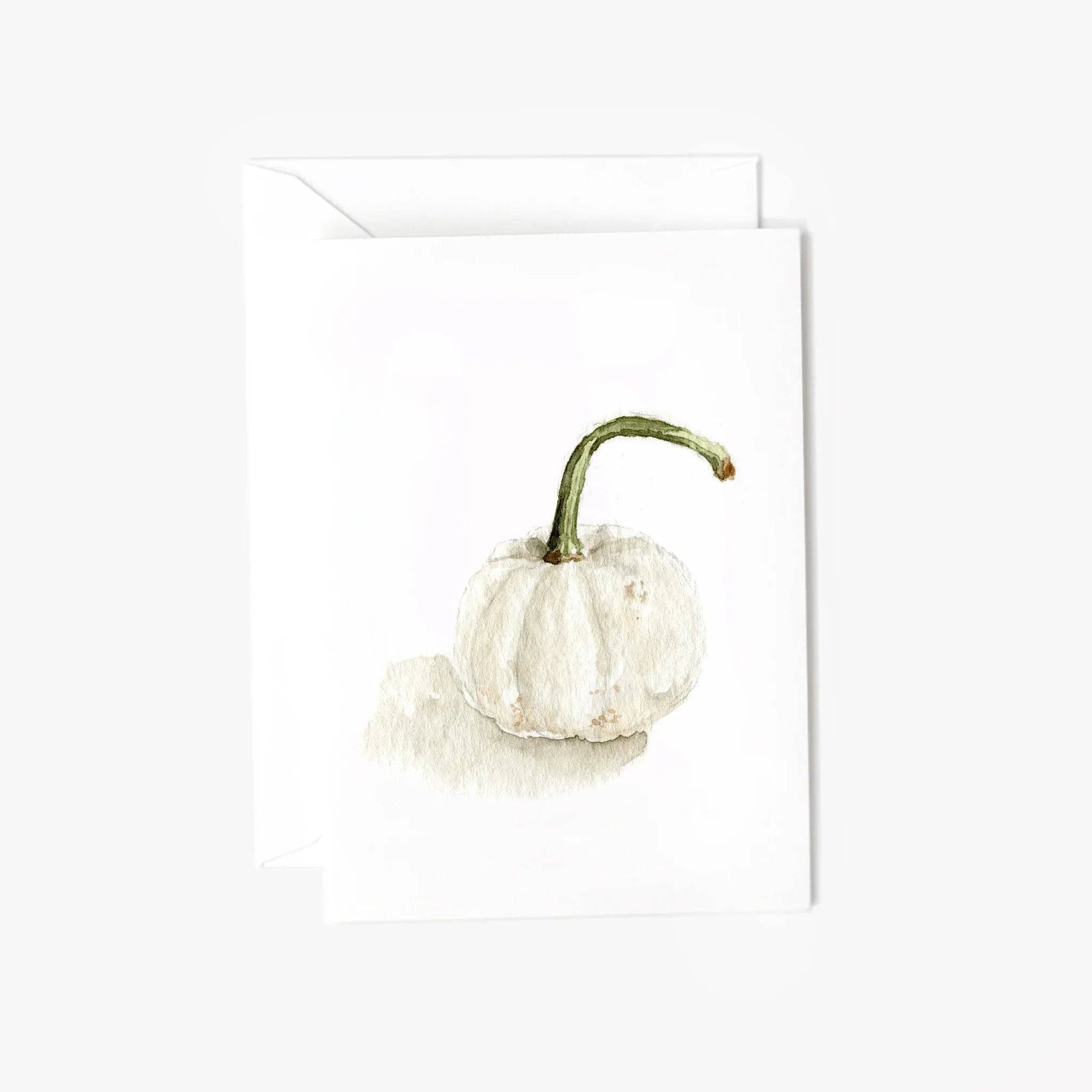 White pumpkin autumn mini enclosure notecard