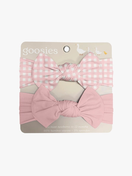 Pink Gingham Headband Set
