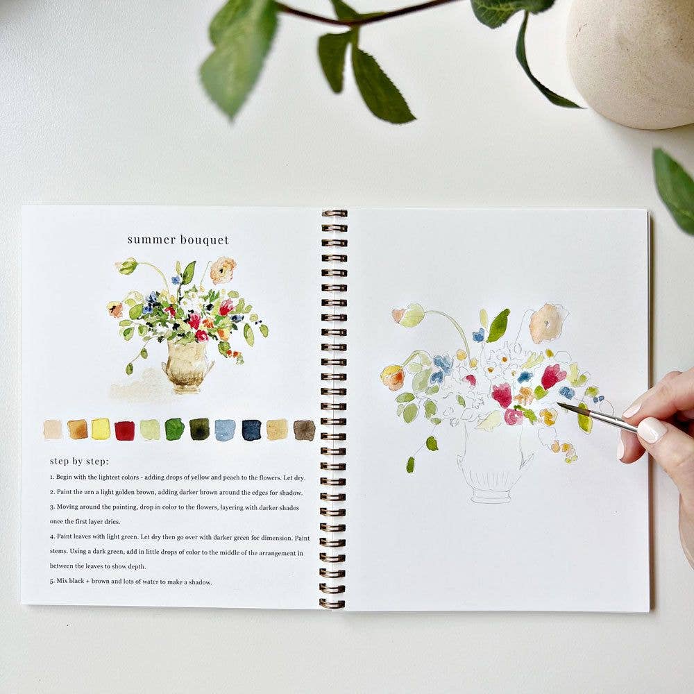 Bouquets Watercolor Workbook by emily lex