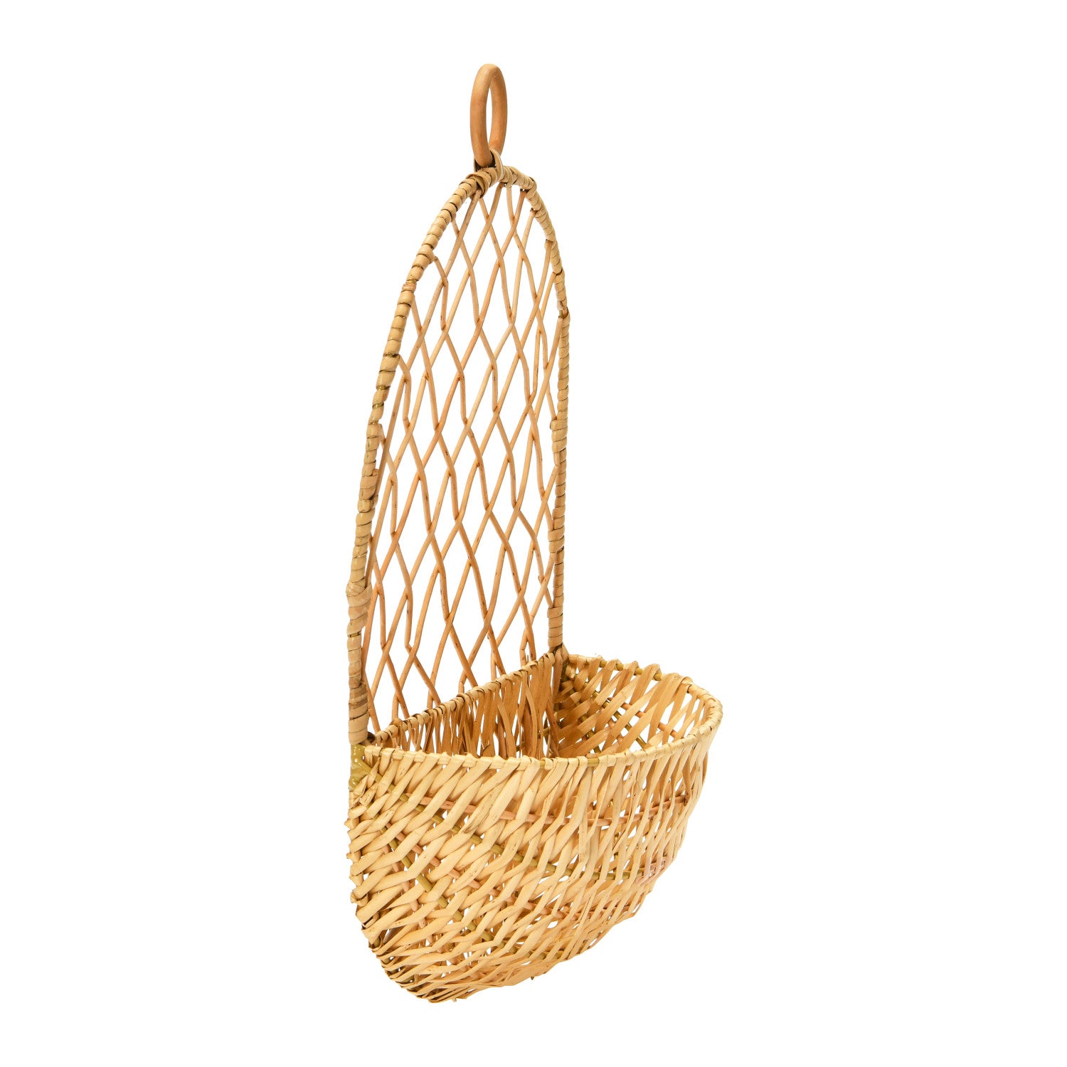 Hand-Woven Hanging Wicker Basket