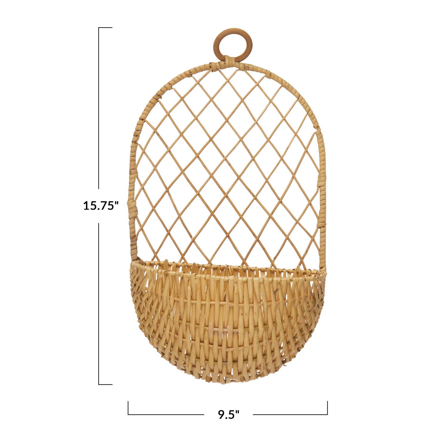 Hand-Woven Hanging Wicker Basket