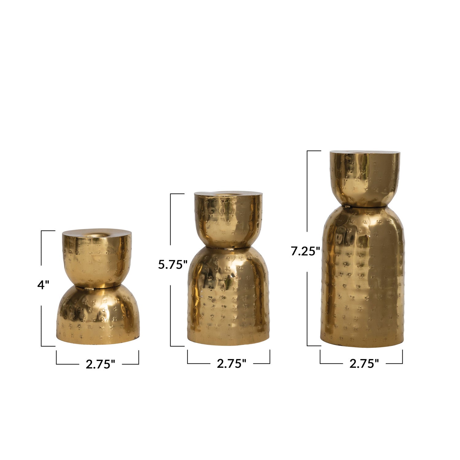 Hammered Metal Taper Holder, 3 Sizes
