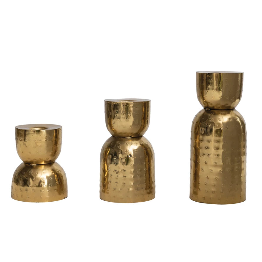 Hammered Metal Taper Holder, 3 Sizes