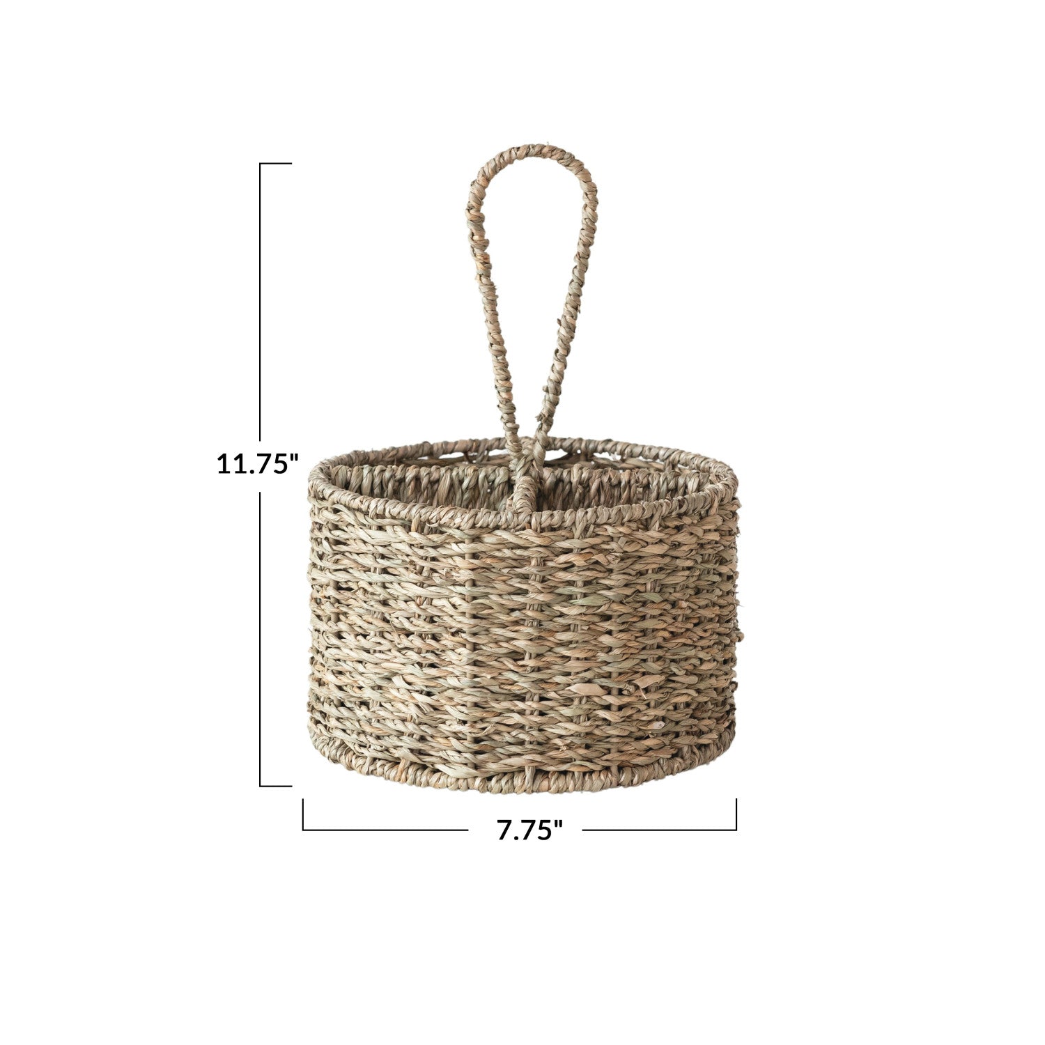 Hand-Woven Seagrass Caddy with 4 Sections, Natural
