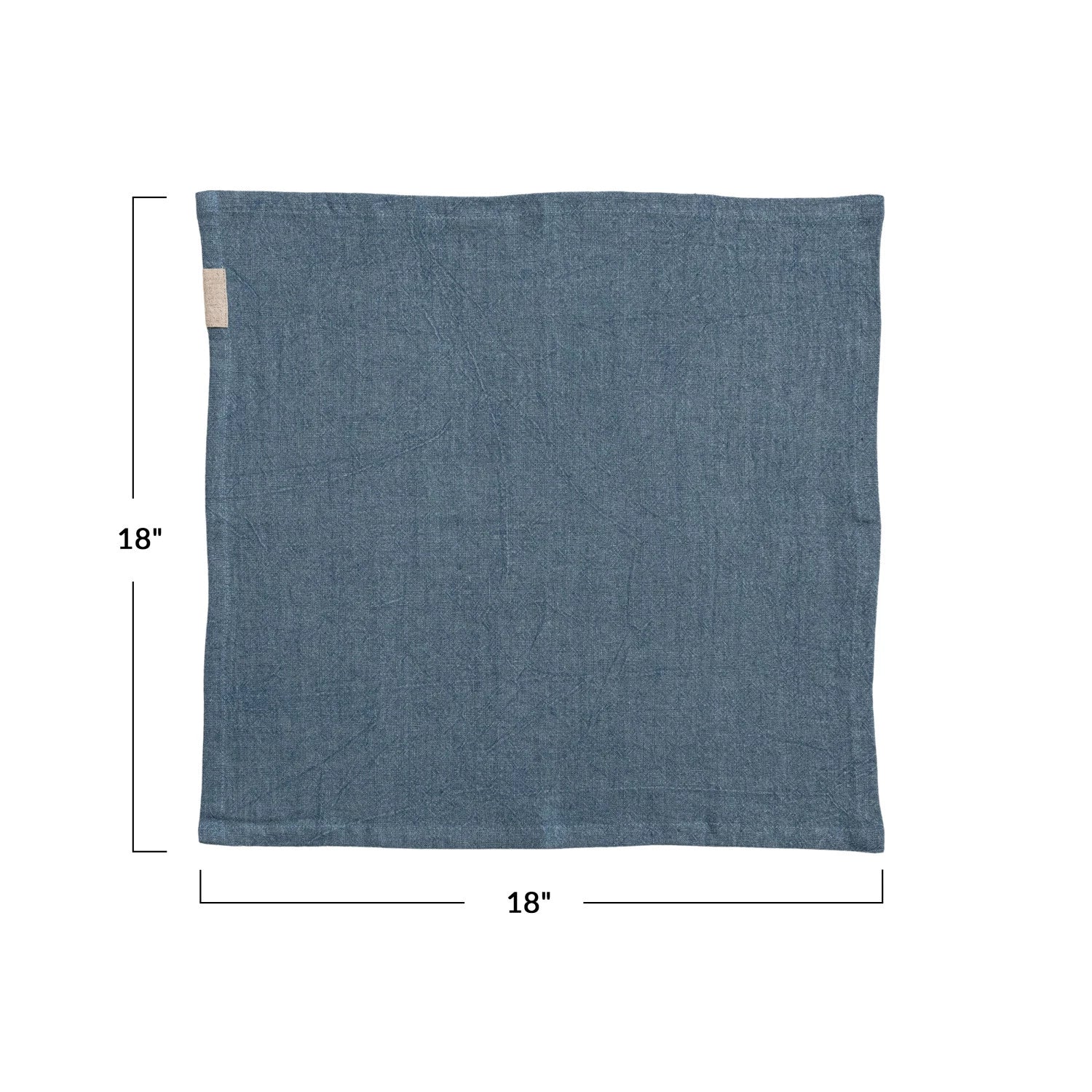 Square Stonewashed Linen Blend Napkins with Tab, Blue
