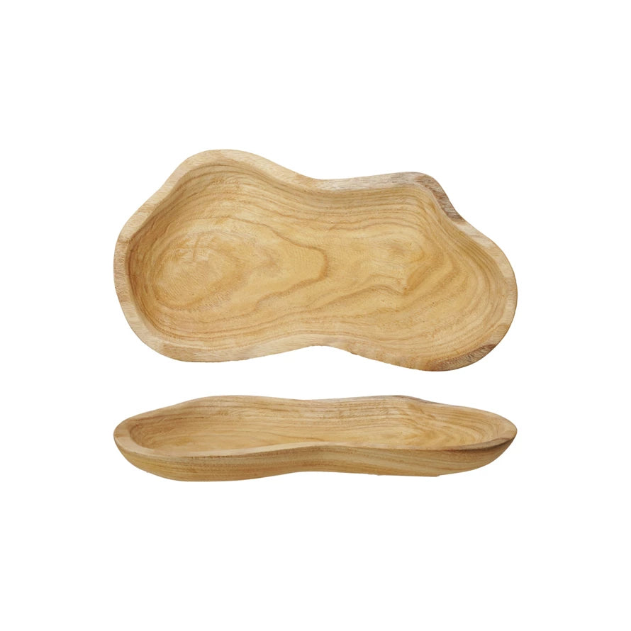 Decorative Paulownia Wood Tray, Natural
