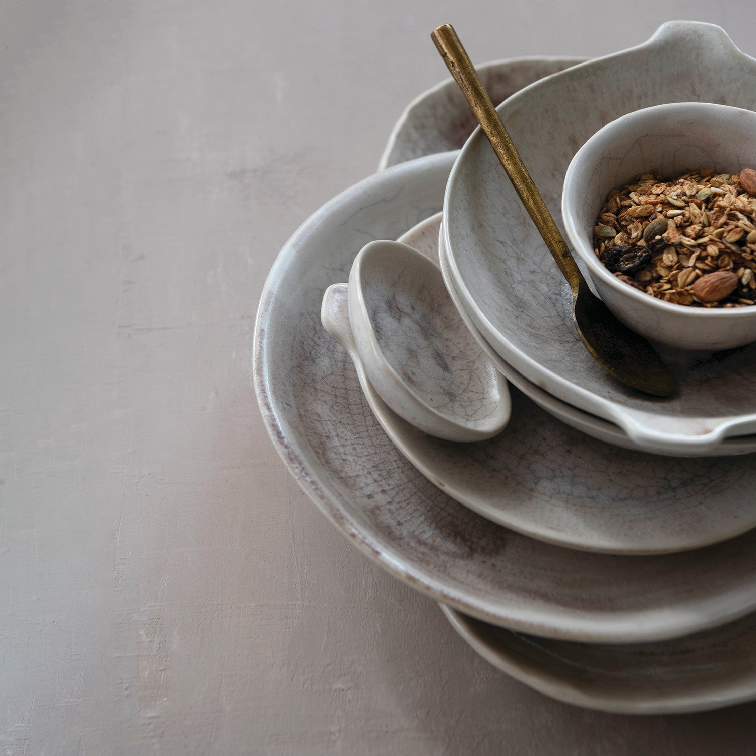 Stoneware Plate, Reactive Crackle Glaze (Each Will Vary)