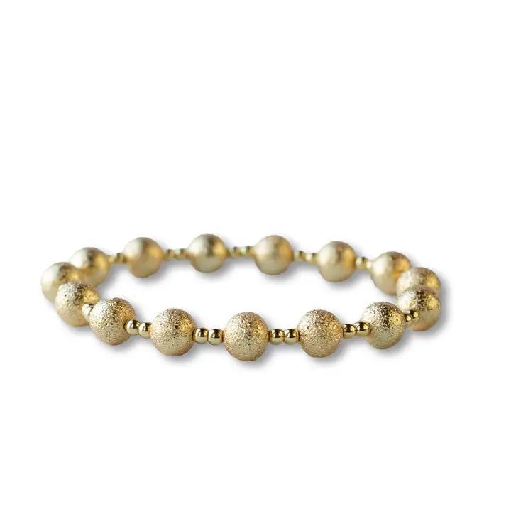 Gold Beaded Bracelets-Duo, Textured, Stretch