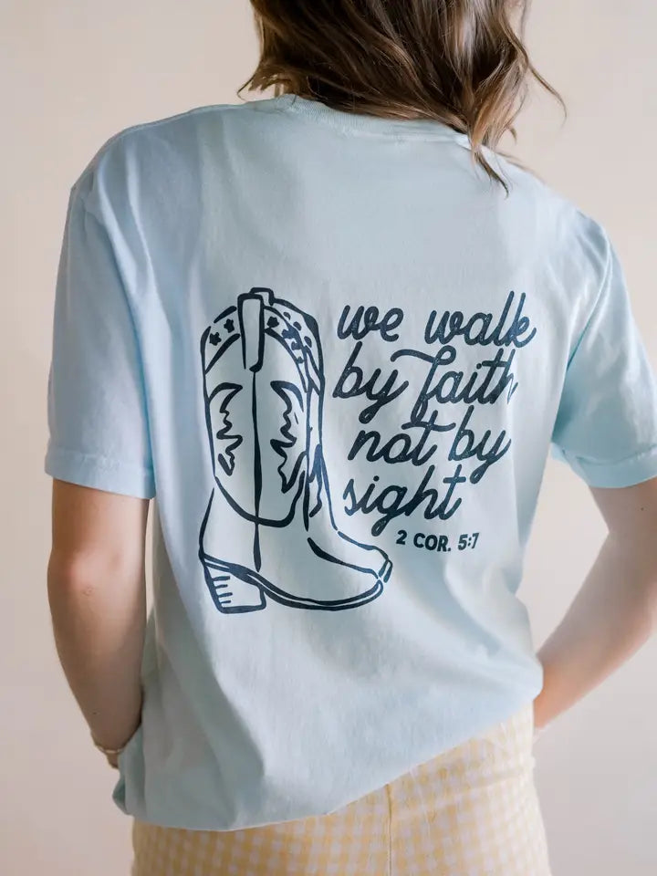 Walk By Faith Tee - Light Blue
