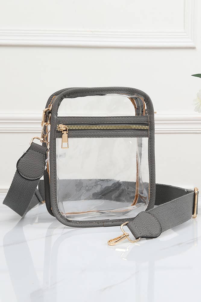 Clear PU Cross Body Mini Bag: Black