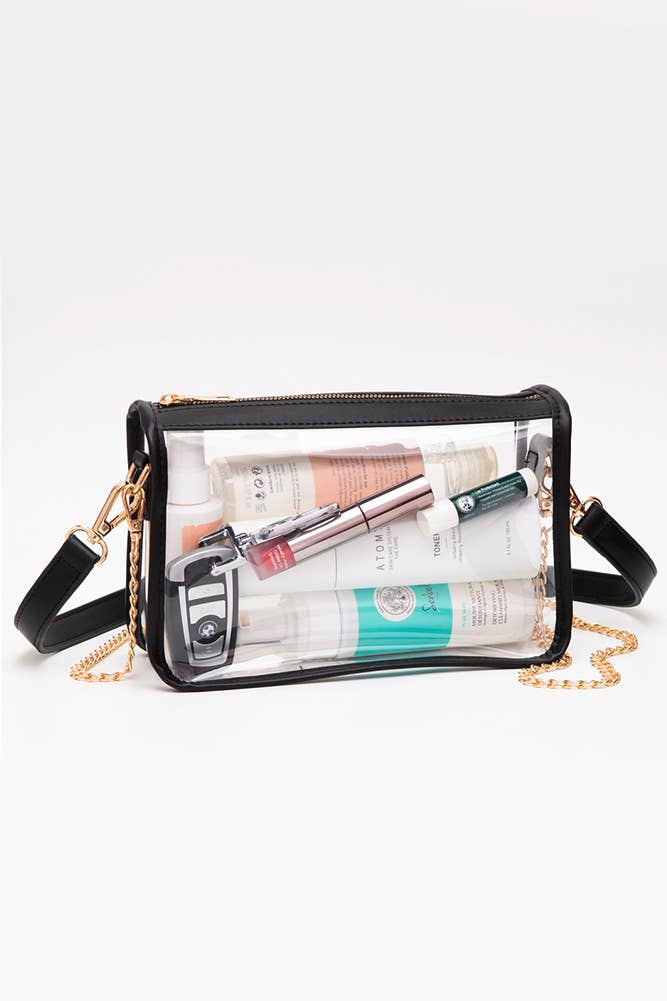 Clear Rectangle Stadium Concert Crossbody Bag: Red
