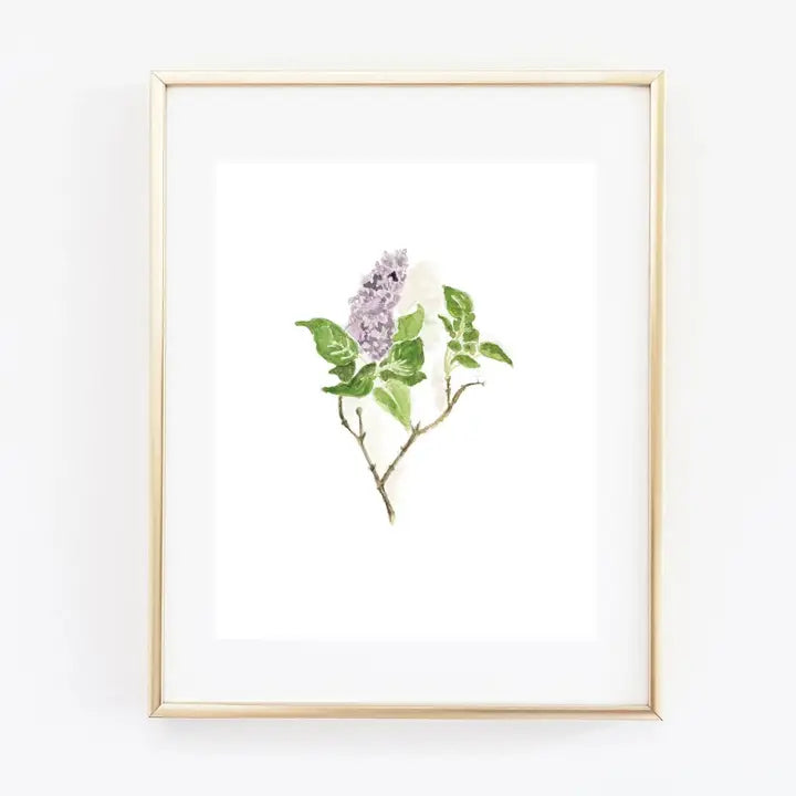 Lilac Flower Watercolor Wall Art Print by Emily Lex
