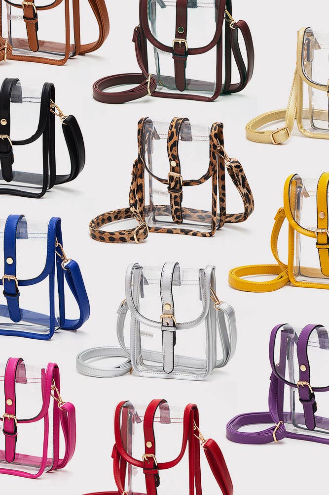 Clear Cross Body Stadium Concert Transparent Handbag: Red