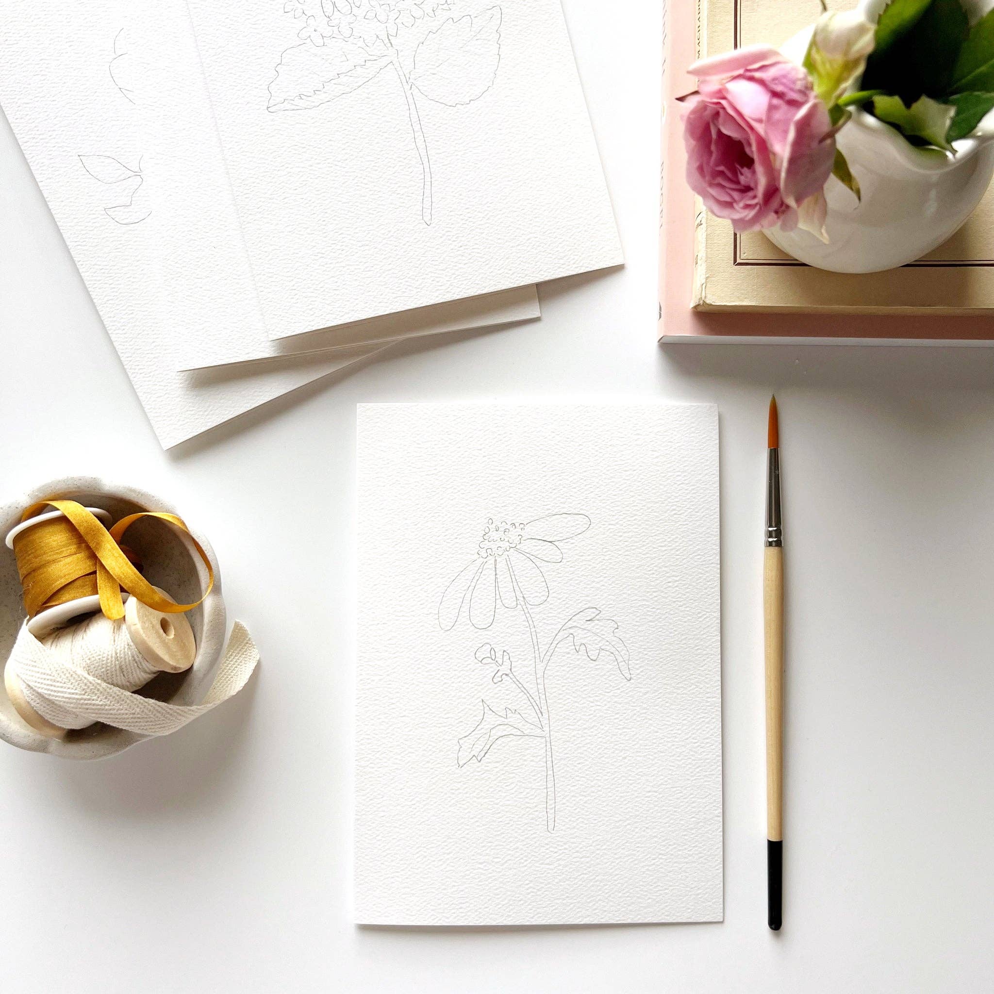 Garden Flowers Paintable Notecards by Emily Lex
