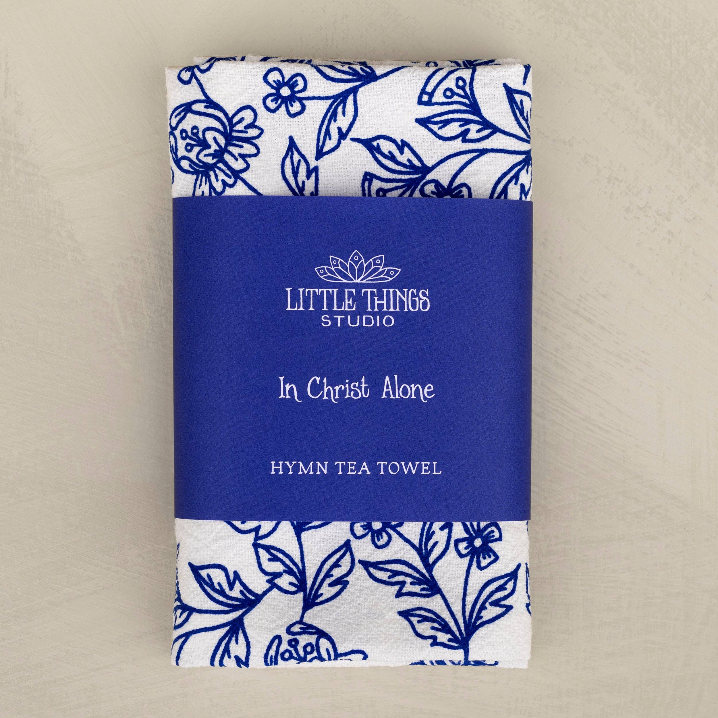 In Christ Alone Hymn Tea Towel  - Blue