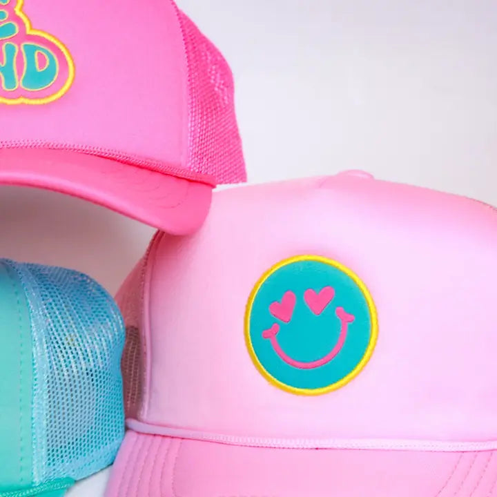 Bubblegum Pink Smiley Trucker