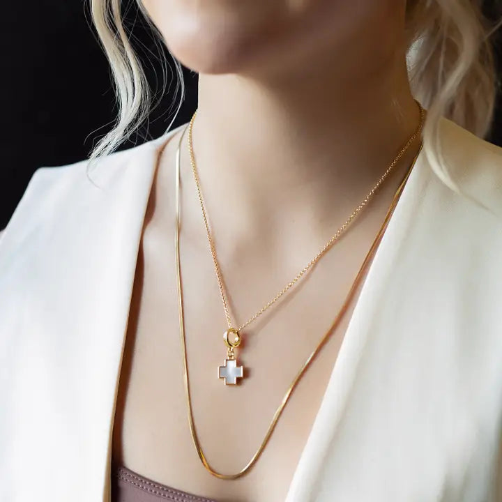 Mother of Pearl Cross Charm