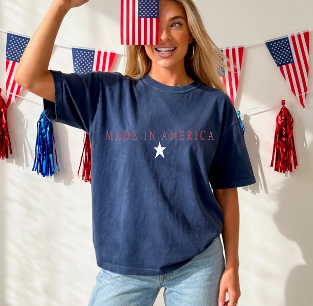 Preppy Made in America Graphic Tee USA Stars 4th of July