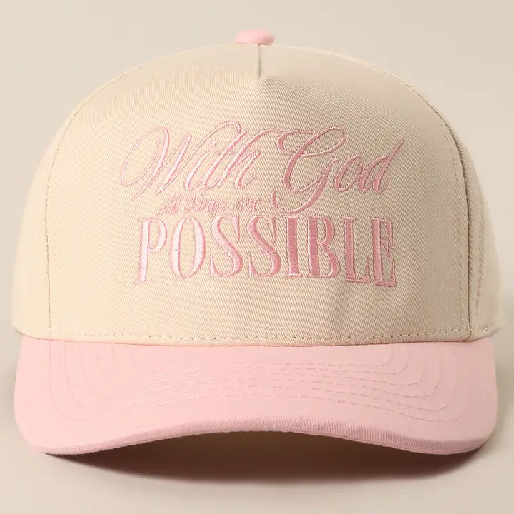 With God All Possible Embroidery Baseball Cap