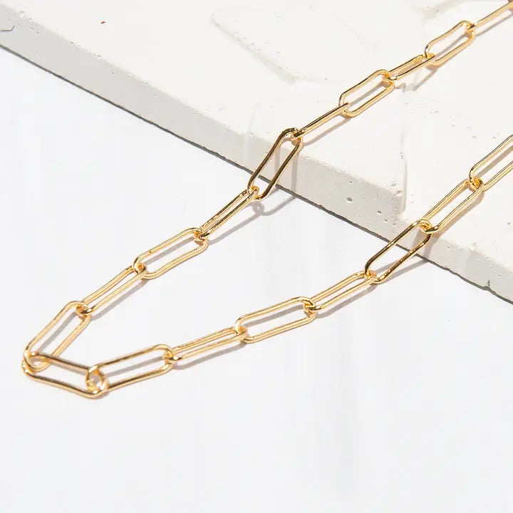 Gilded Necklace- 18 inch paper clip