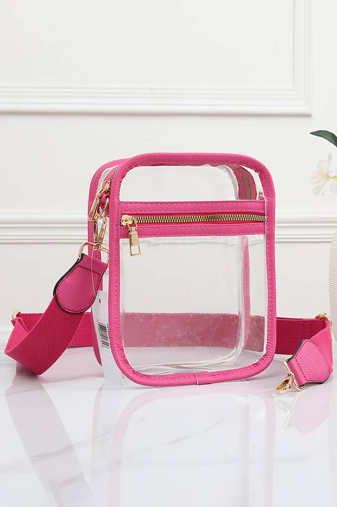 Clear PU Cross Body Mini Bag: Black