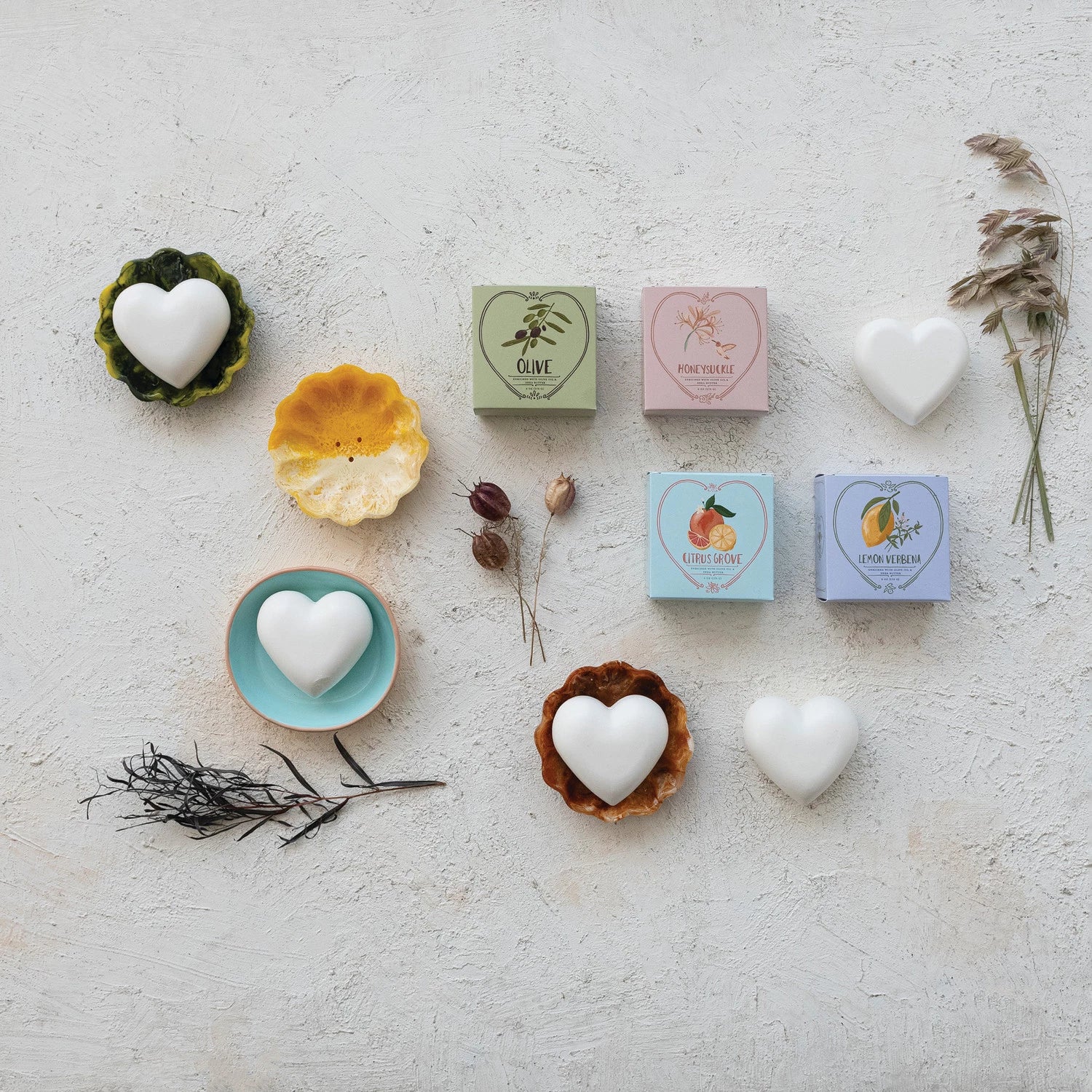 Olive Scented Olive Oil & Shea Butter Triple Milled Heart Shaped Bar Soap