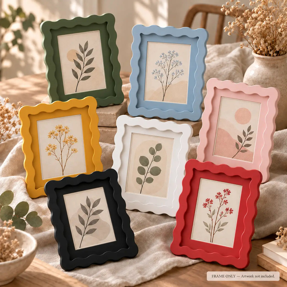 Colorful Wavy Edge Mdf Wood Frame | Matte Painted Finish