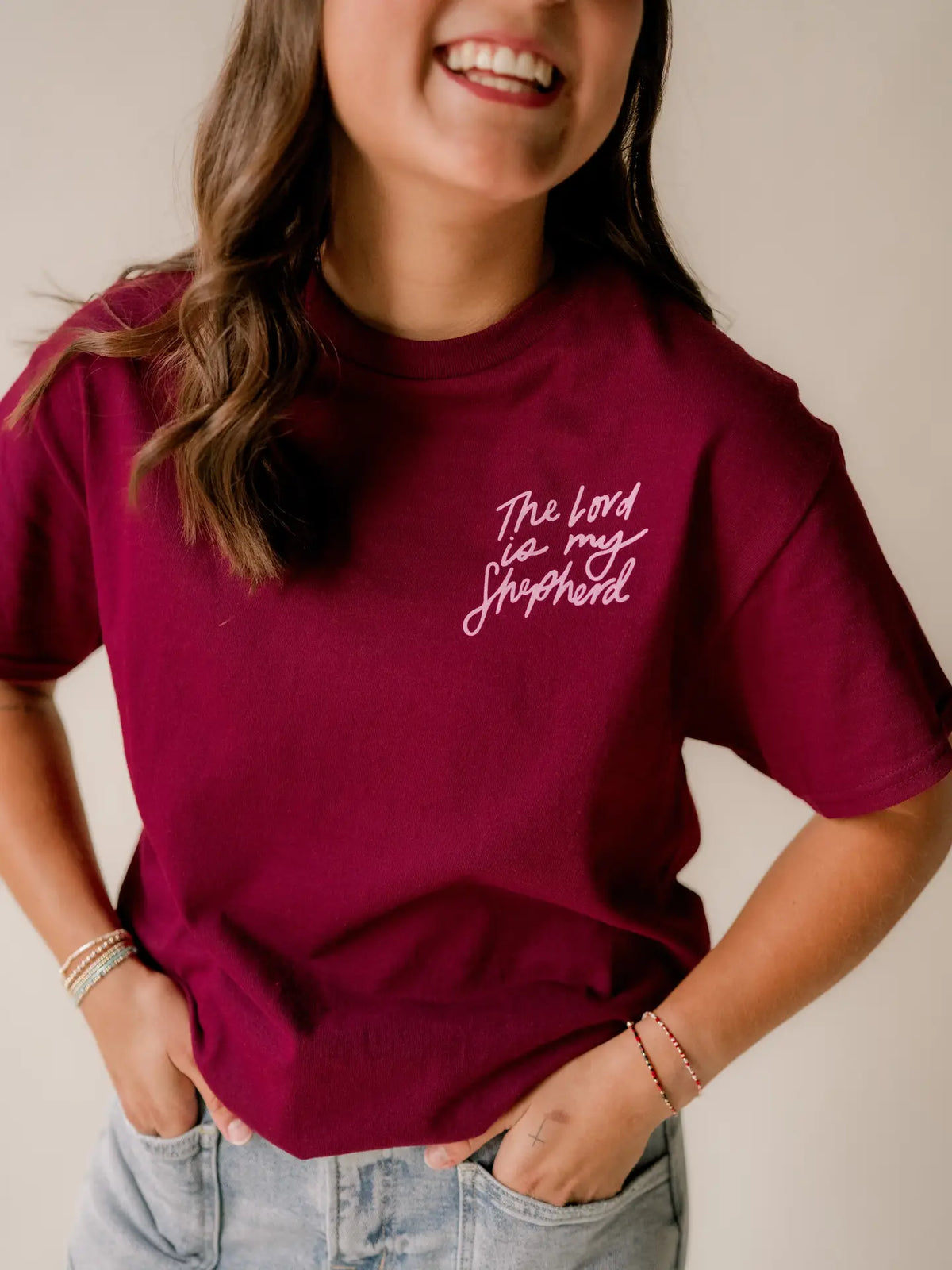 The Lord Is My Shepherd Tee - Maroon