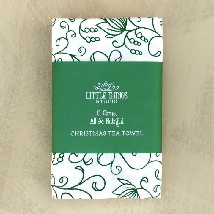 O Come All Ye Faithful Christmas Tea Towel