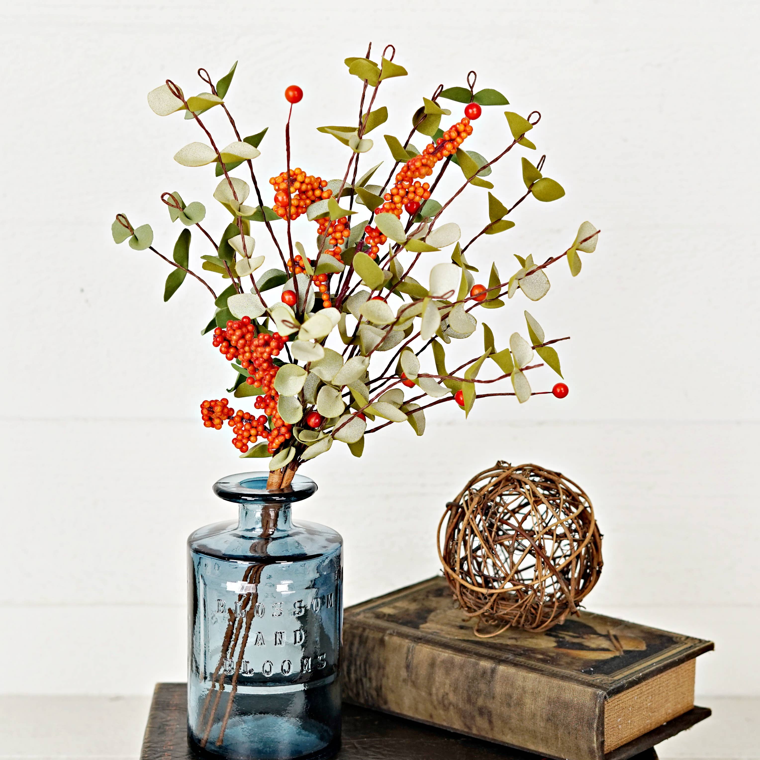 16in Bush-Country Eucalyptus w. Orange Pepper berry