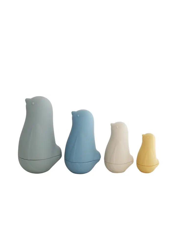Sea Blue Multi Mix Silicone Nesting Penguin Set