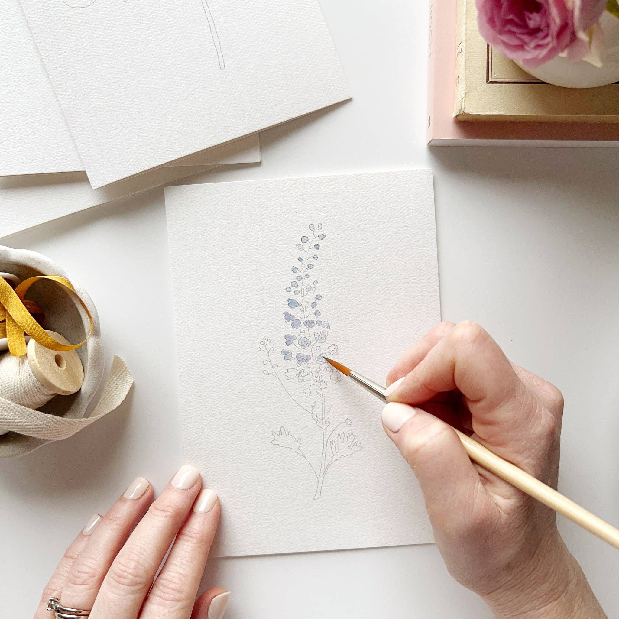 Garden Flowers Paintable Notecards by Emily Lex