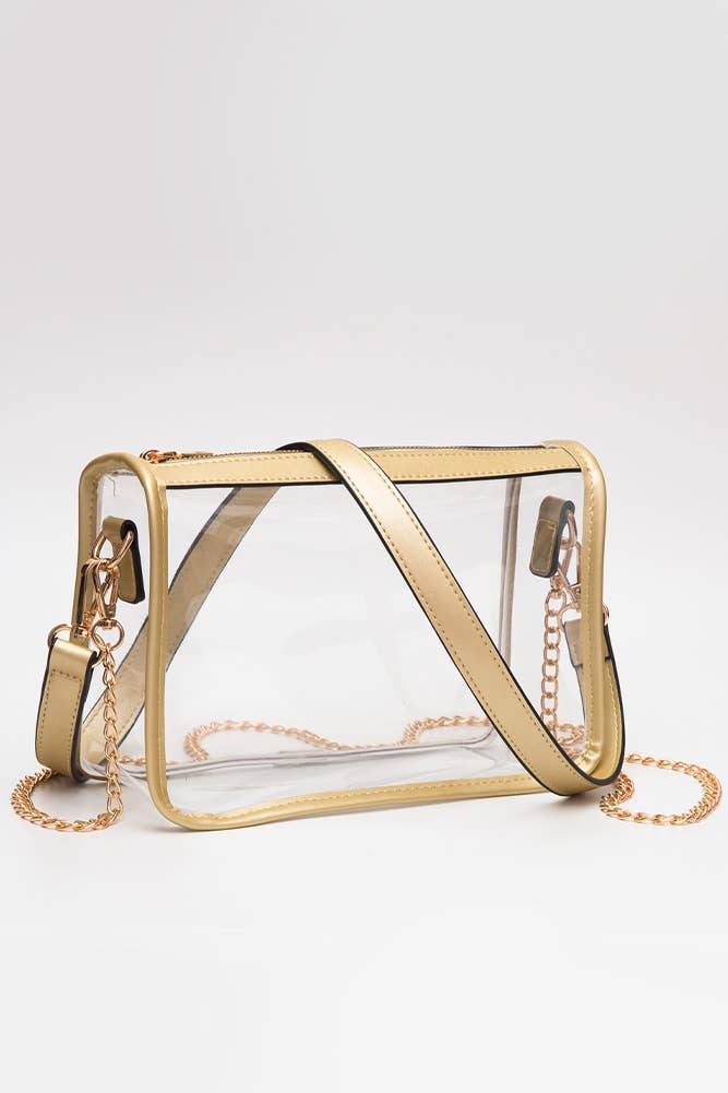 Clear Rectangle Stadium Concert Crossbody Bag: Red