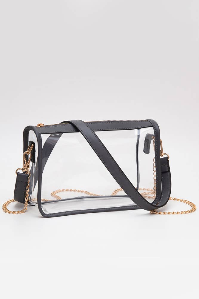 Clear Rectangle Stadium Concert Crossbody Bag: Red