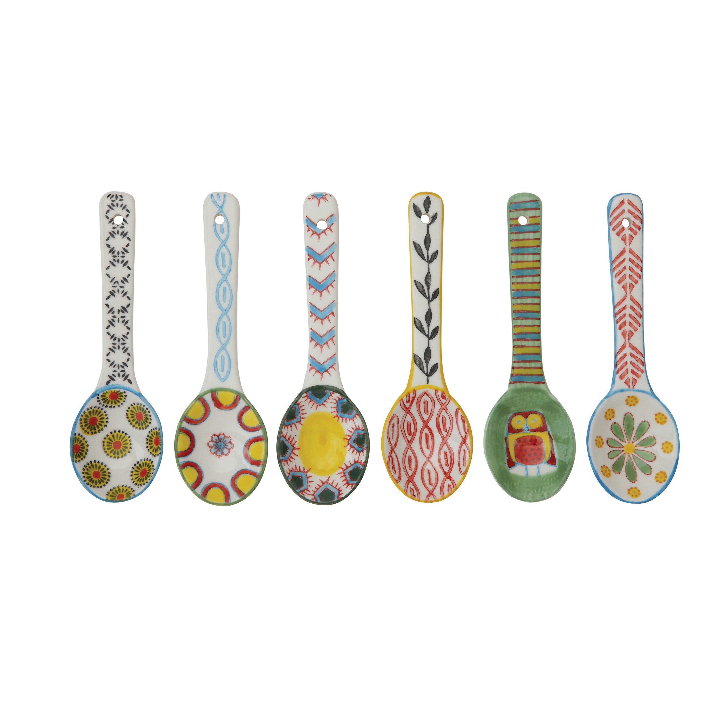 Skinny handle hand painted spoon