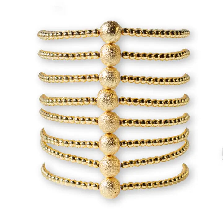 Gold Beaded Bracelets-Uno, Textured