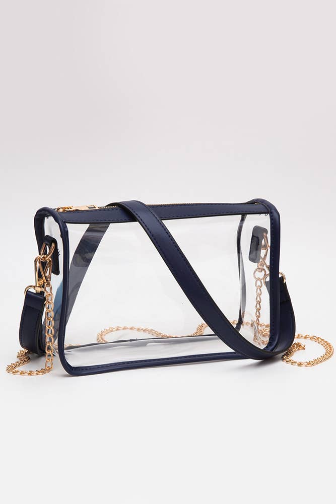 Clear Rectangle Stadium Concert Crossbody Bag: Red